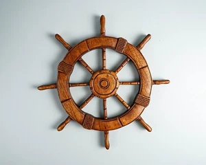 Ship Steering Wheel Decoration, Ship Wheel Wall Hanging, Wood, Gift for Kids - Picture 1 of 7