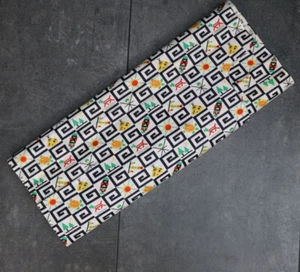 Vintage Fabric Material Remnant (cut) Indian Geometric Black White Teepee Papoos - Picture 1 of 7