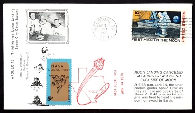 🔥 NASA LOCAL POST Stamp FDC 1970 ~ Apollo 13 Space Cover with C76 - Image 1 of 3