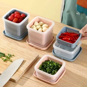 Refrigerator Fresh Produce Vegetable Fruit Storage Containers Draining Crisper. - Picture 1 of 16