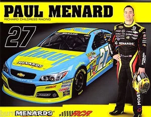 2015 PAUL MENARD "KNAUF MENARDS" #27 RCR NASCAR SPRINT CUP POSTCARD - Picture 1 of 1