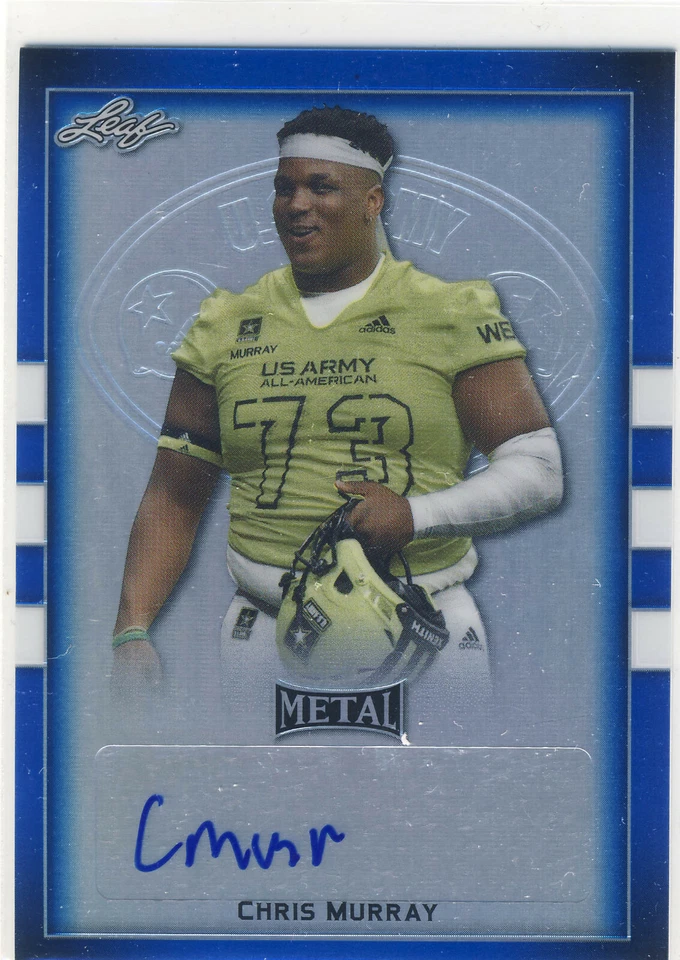 CHRIS MURRAY 2018 Leaf Metal Army All American Blue /50 AUTO OKLAHOMA - Image 1 of 2