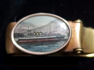 Antike englische Emaille S.S. Herzogin von York Dampfschiff Krawattennadel Verschluss - Bild 1 von 24