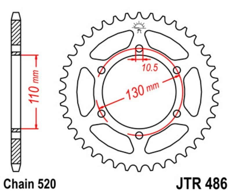 JT CORONA 47 DENTI PASSO 520 PER YAMAHA YZF-R6 2003 - 2005 Foto 1 de 1