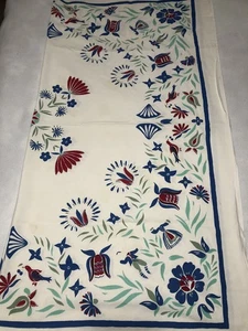 Vintage SIMTEX 50 x 50 Cotton Pennsylvania Dutch Print Tabelcloth   **READ** - Picture 1 of 23