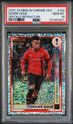Desire Doue 2022-23 Topps Merlin Chrome Speckle Refractor /150 PSA 10 Rookie RC - Image 1 of 2