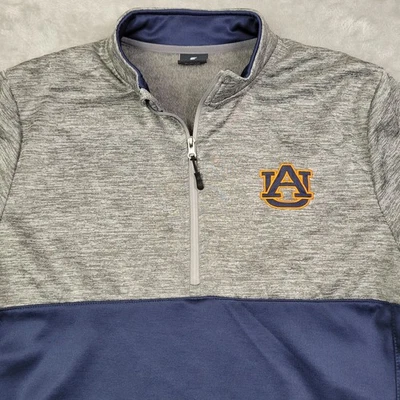 University Of Auburn Men's XL Blue Grey Long Sleeve 1/4 Zip Pullover Colosseum - Image 1 of 4