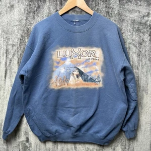 VTG 90s Luxor Las Vegas Sweatshirt Adult LARGE Blue Faded Pullover Crewneck A3 - Picture 1 of 6