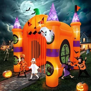 Outdoor aufblasbare Halloween Dekoration, beleuchtet 12 Fuß hoch riesiges Spukhaus - Bild 1 von 7