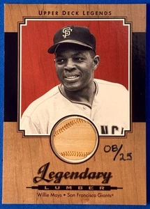 2001 Upper Deck Legendary Lumber Game Used GU Bat Relic Willie Mays 8/25 L-WM - Picture 1 of 11