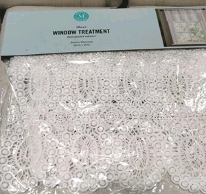 Martha Stewart BEATRIX MACRAME LACE VALANCE rod pocket curtain 50 x 18" NEW - Picture 1 of 6