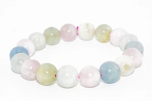 $1,200 175.00CT Natural Bead Cut Aquamarine & Morganite Stretchy Bracelet - Picture 1 of 8