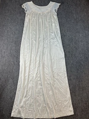 Vintage White Nylon Nightgown Women’s Size M Sleeveless Lace Trim Long Gown - Image 1 of 4