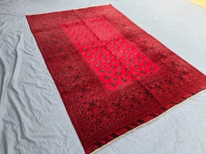 6x9 Vintage Turkmen Bukhara Rug, Hand-Knotted Wool, Rich Red Tribal Bedroom Rug - Picture 1 of 11