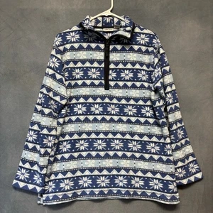 Vintage Cabin Creek Blue Snowflake Fleece Pullover Half Zip Medium Warm Skicore - Picture 1 of 11