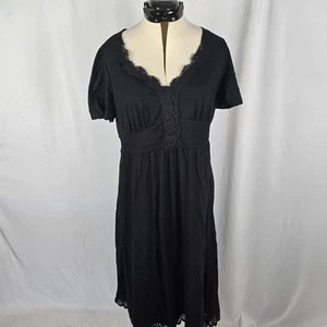 Bloomchic Dress Women's 1X Black Contrast Lace Split Maxi Dress Short Sleeve NWT - Picture 1 of 13