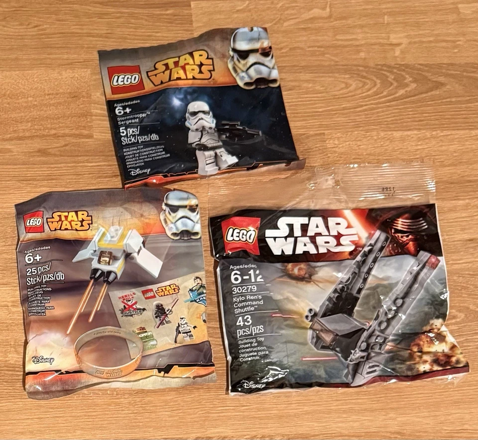 Lote LEGO Star Wars Polybag Stormtrooper Sargento Kylo Ren Shuttle Mais NOVO RARO - Imagem 1 de 2