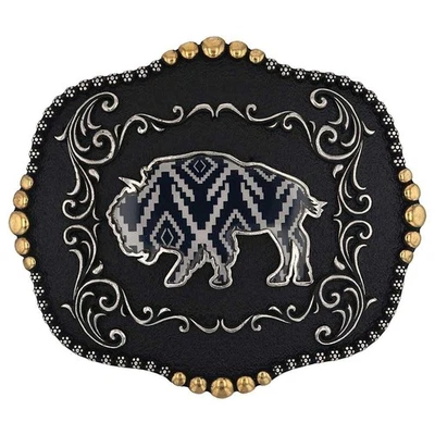 Midnight Buffalo Montana Silversmiths Southwest Attitude Western Belt Buckle - Image 1 of 4