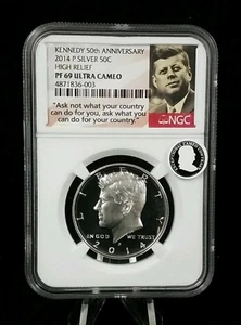 2014 P Silber Kennedy Half 50C High Relief NGC PF 69 Ultra Cameo #5692 - Bild 1 von 2