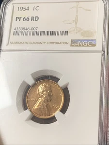 1954 P Lincoln Wheat One Cent Penny 1c NGC PF 66 RD Gem Proof Red PF66 - Picture 1 of 8