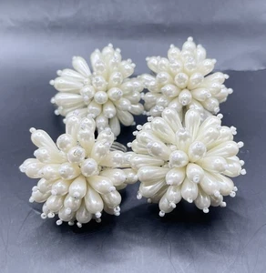 Anillos porta servilletas con racimo de perlas de imitación de cuatro piezas Silver Time - Imagen 1 de 4