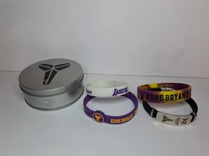 Set Of 4 Kobe Bryant Bracelet Wristband Tin Lakers #24 Silicone Stainless Steel - Picture 1 of 17