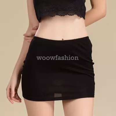 Women Knit Silk Half Slips Skirt Dresses Slip Mini Skirt Shapewear Underskirts - Изображение 1 из 4