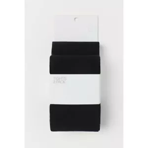 NWT H&M Girls 2 Pack Tights Black Size 4 - 6Y - Picture 1 of 4