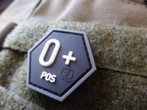 Blutgruppen Patch 0 Pos, Hexagon Patch, swat / 3D Rubber Patch, HexPatch - Bild 1 von 8