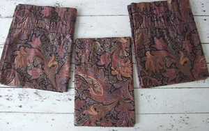 Vintage Croscill Kashmir Cinnamon Paisley Valances (3)~Cotton~2=112" W~1=46" W - Picture 1 of 6