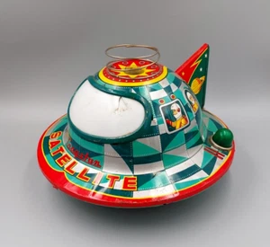 Vtg Cragstan Battery Operated Tin Litho Space Craft Satellite Japan -Not Working - Picture 1 of 14