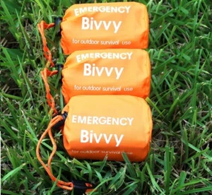 3 Pcs Emergency Sleeping Bag,Survival Bivvy Camping Sack Winter Blanket Whistle - Picture 1 of 9