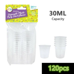 120pcs Disposable Shot Glasses Plastic Drinking Whisky Wine Mini Cups 30ML - Picture 1 of 1