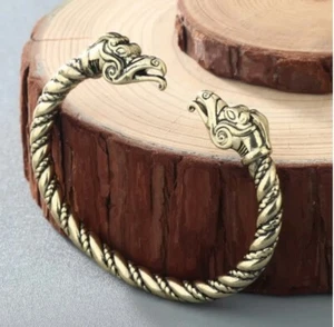 Celtic Gold Bracelet Viking Dragon Snake Norse Myth Knot Animal Wrist Ankle - Picture 1 of 3