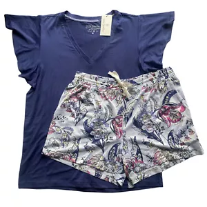 VERA BRADLEY Flutter-Sleeve T-Shirt And Shorts Pajama Set Medium Sleepwear - Picture 1 of 1