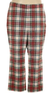 J. Crew Red Tartan Plaid Wool Trouser Pants Women's Size 18 Ankle Flare Lined - Picture 1 of 10