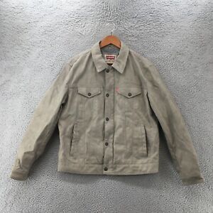 Levis 1960's Suede Trucker Jacket Mens L Beige Long Sleeve Button Up Collared