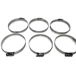 Lot of 6 Adjustable 4" Metal Worm Gear Duct Clamps - NEW - Foto 1 di 3