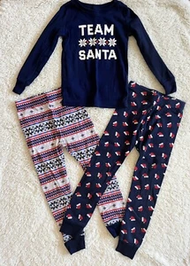 Old Navy Kids Blue Christmas Team Santa Long Sleeve Pajamas Sz 4t Lot Of 3 - Picture 1 of 1