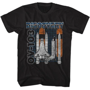 NASA Discovery OV-103 Space Shuttle Blue Print Grid Men's T Shirt - Picture 1 of 5