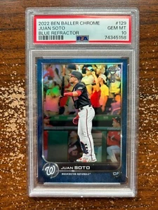 Juan Soto, Blue Refractor /75 #129 - 2022 Ben Baller Chrome - PSA 10 GEM MT - Picture 1 of 1