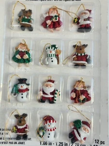 NIB Set Of 12 Merry Minis Christmas Tree Ornament Resin Glitter Small Miniature - Picture 1 of 3