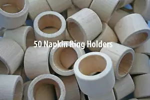 50- Smooth Wood Napkin Ring Holder Wedding Napkin Rings Unfinished Wood DIY - Picture 1 of 10