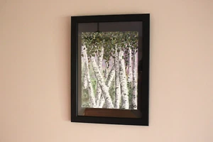 Quadro acrilico originale astratto betulla alberi 18 cm x 24 cm - Foto 1 di 2