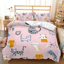 Cartoon Cat Graffiti Bedding Set Queen Quilt/Doona Cover Pillowcase