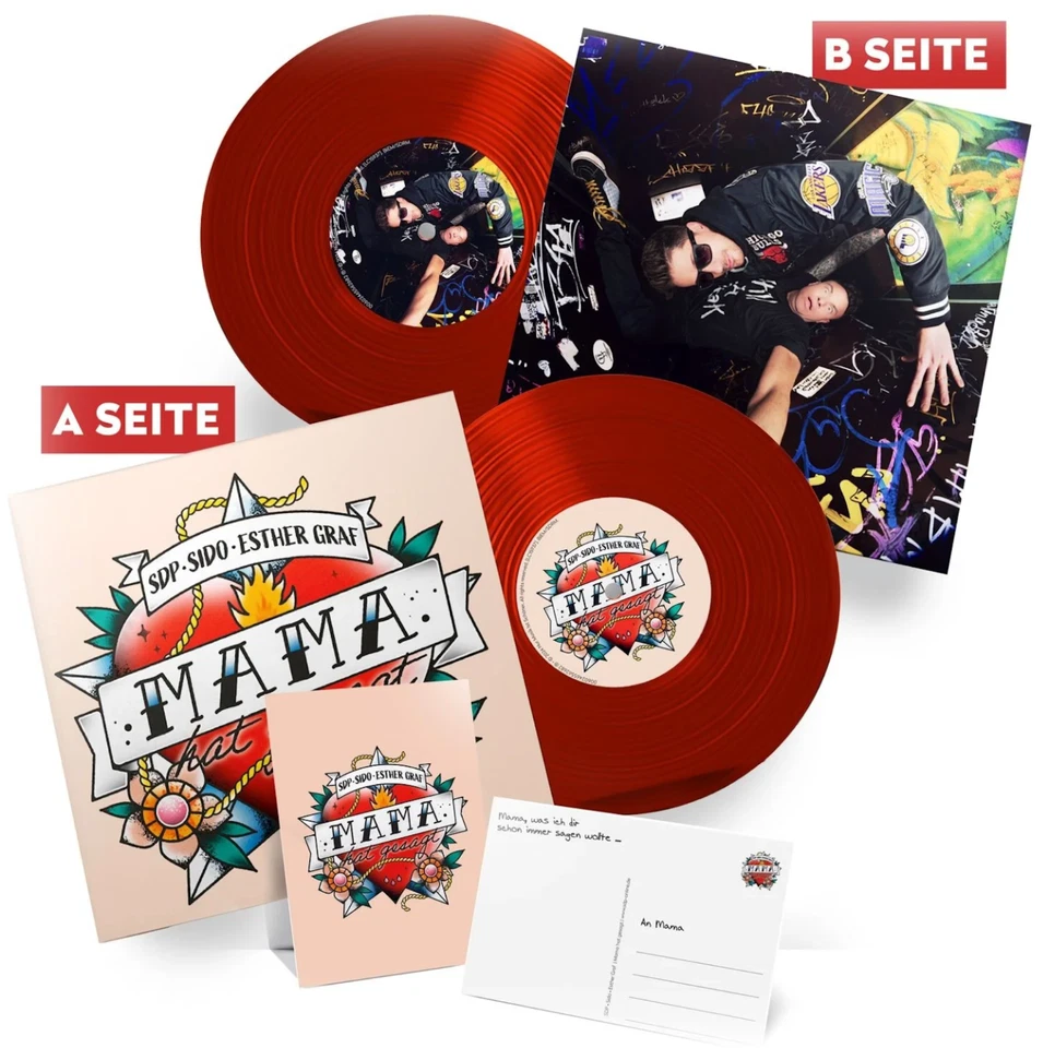 SDP & Sido & Esther Graf - Mama Hat Gesagt Ltd. Red 7" Vinyl Postkarte NEU OVP - Bild 1 von 1