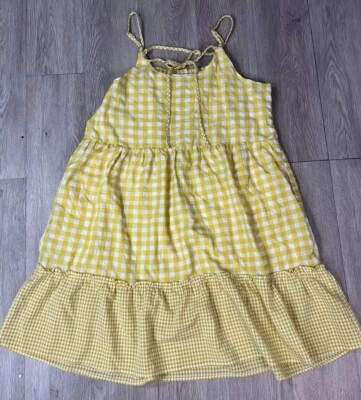 Maxi Vestido Halter Caballete Amarillo y Blanco Guinga Con Niveles Forrado Talla Grande Foto 1 de 4