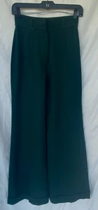 VTG 70S..HIGH RISE..FOREST GREEN..WIDE LEGS..BELLBOTTOM..CUFFED..PANTS..SMALL - Picture 1 of 3