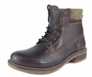 Botas de Encaje de Cuero Wrangler Hill Tweed para Hombre Marrón Oscuro - Imagen 1 de 5