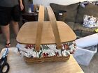 Longaberger 1998 Cake Basket with Fabric Liner, Plastic Insert, and Lid